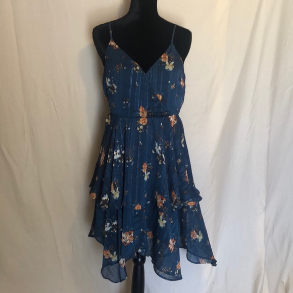 Exhilaration Blue Floral sleeveless dress size M - Picture 1 of 6